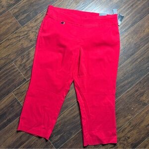 Alfani Red Pull On Stretch Tummy Control Capri Pants